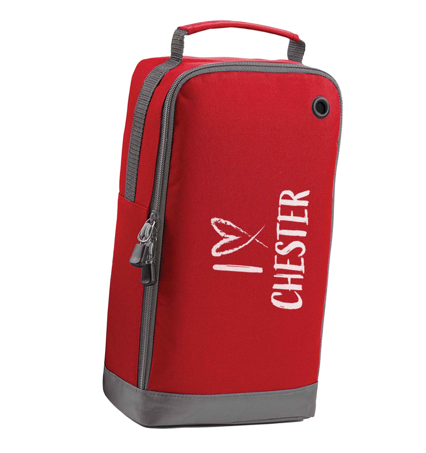I love Chester red sports shoe bag horizontal print