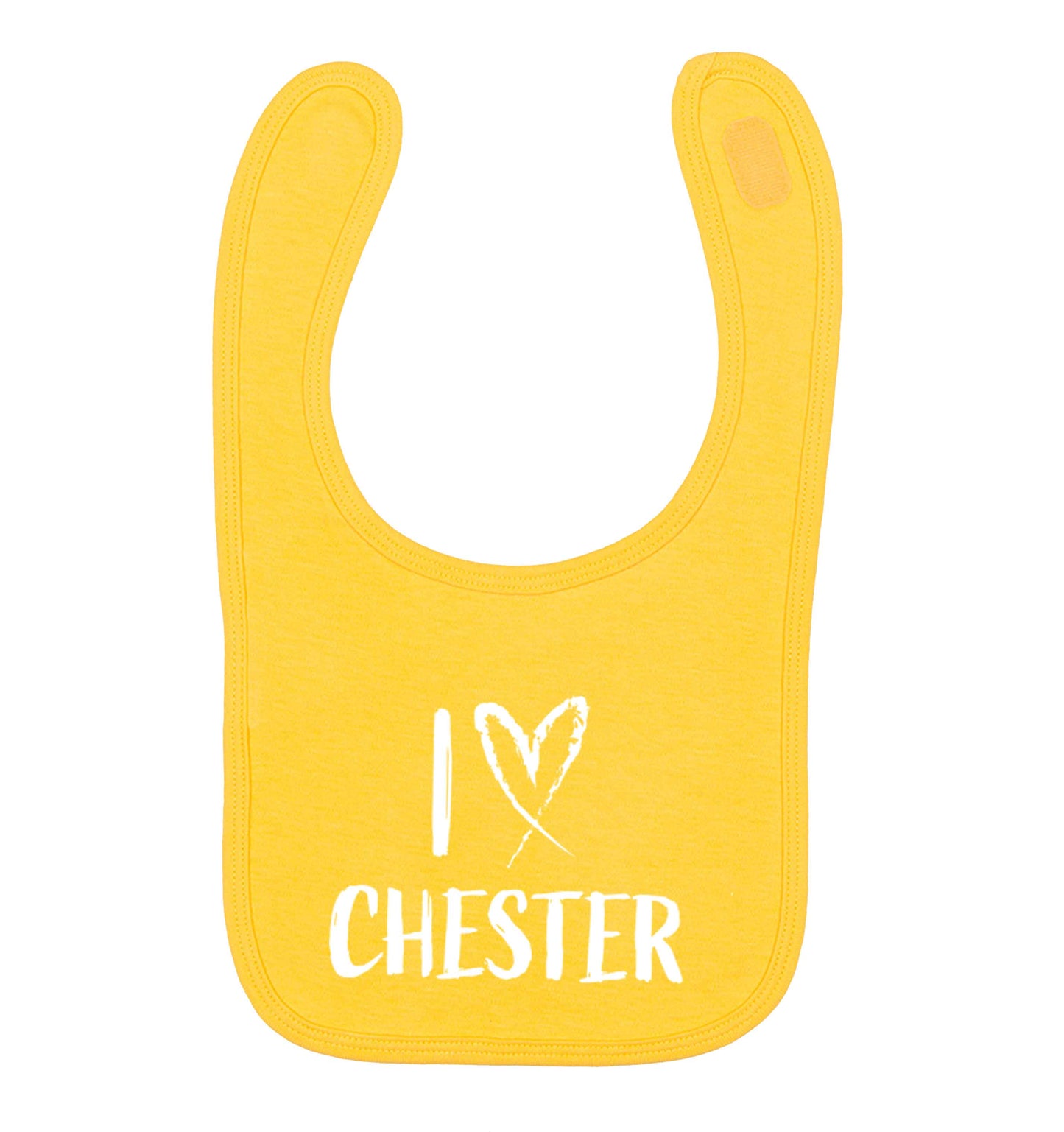 I love Chester yellow baby bib