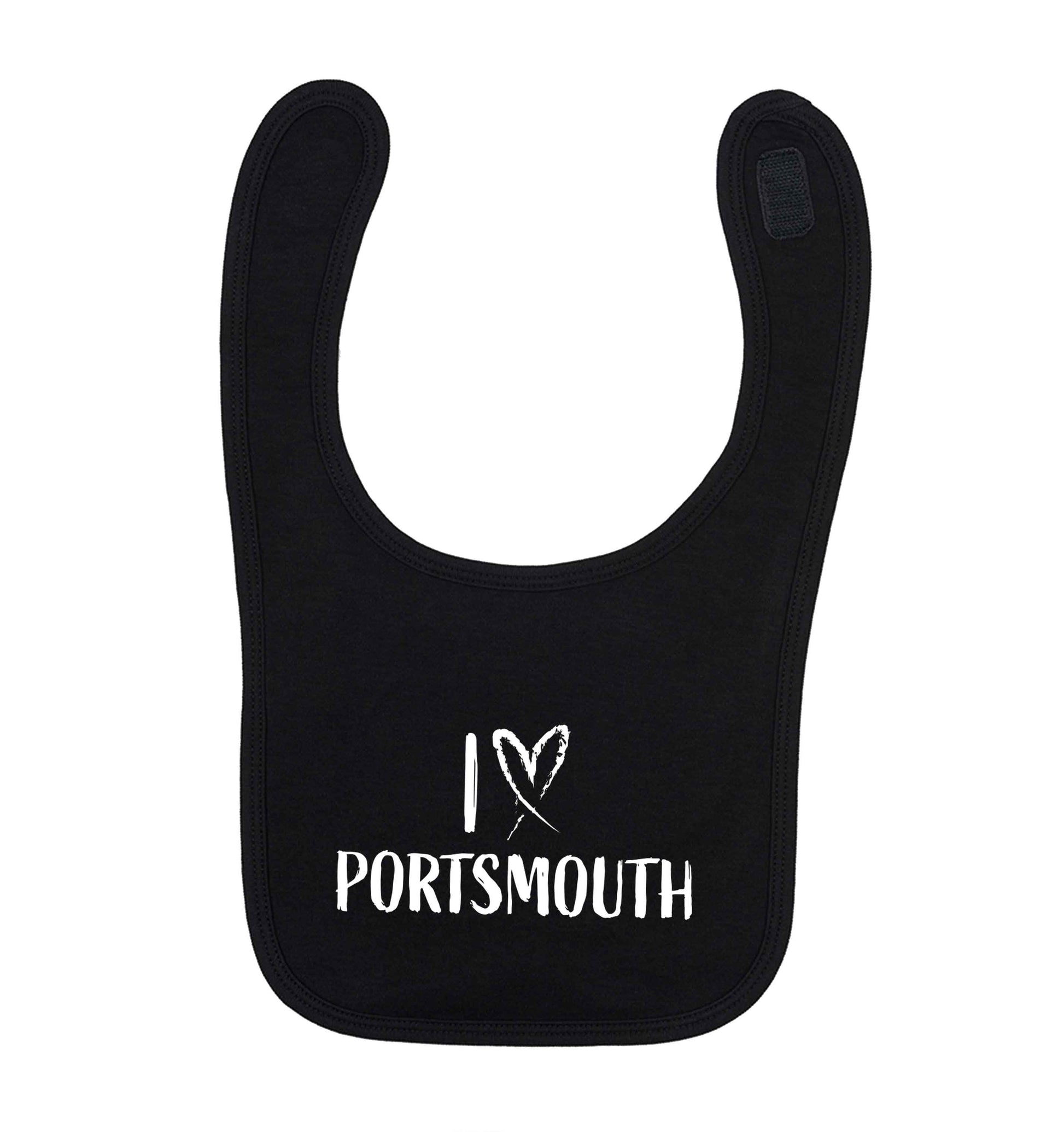 I love Portsmouth black baby bib