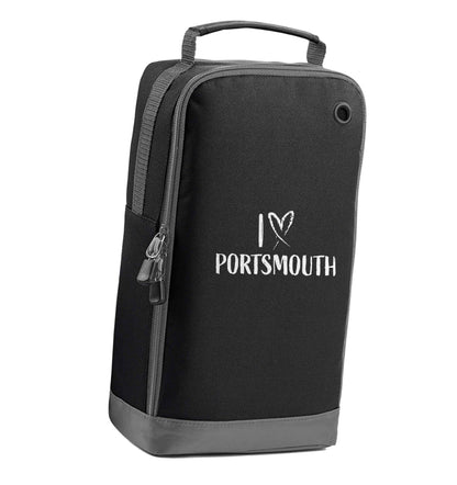 I love Portsmouth black sports shoe bag vertical print