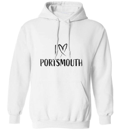 I love Portsmouth adults unisex white hoodie 2XL