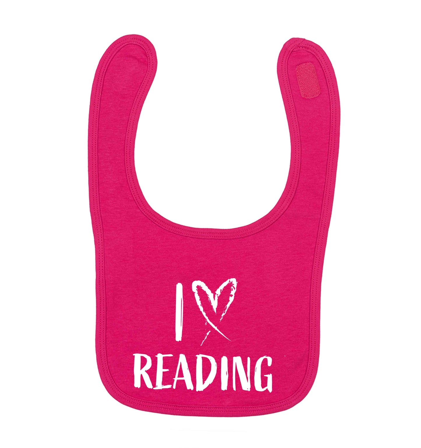 I love Reading dark pink baby bib
