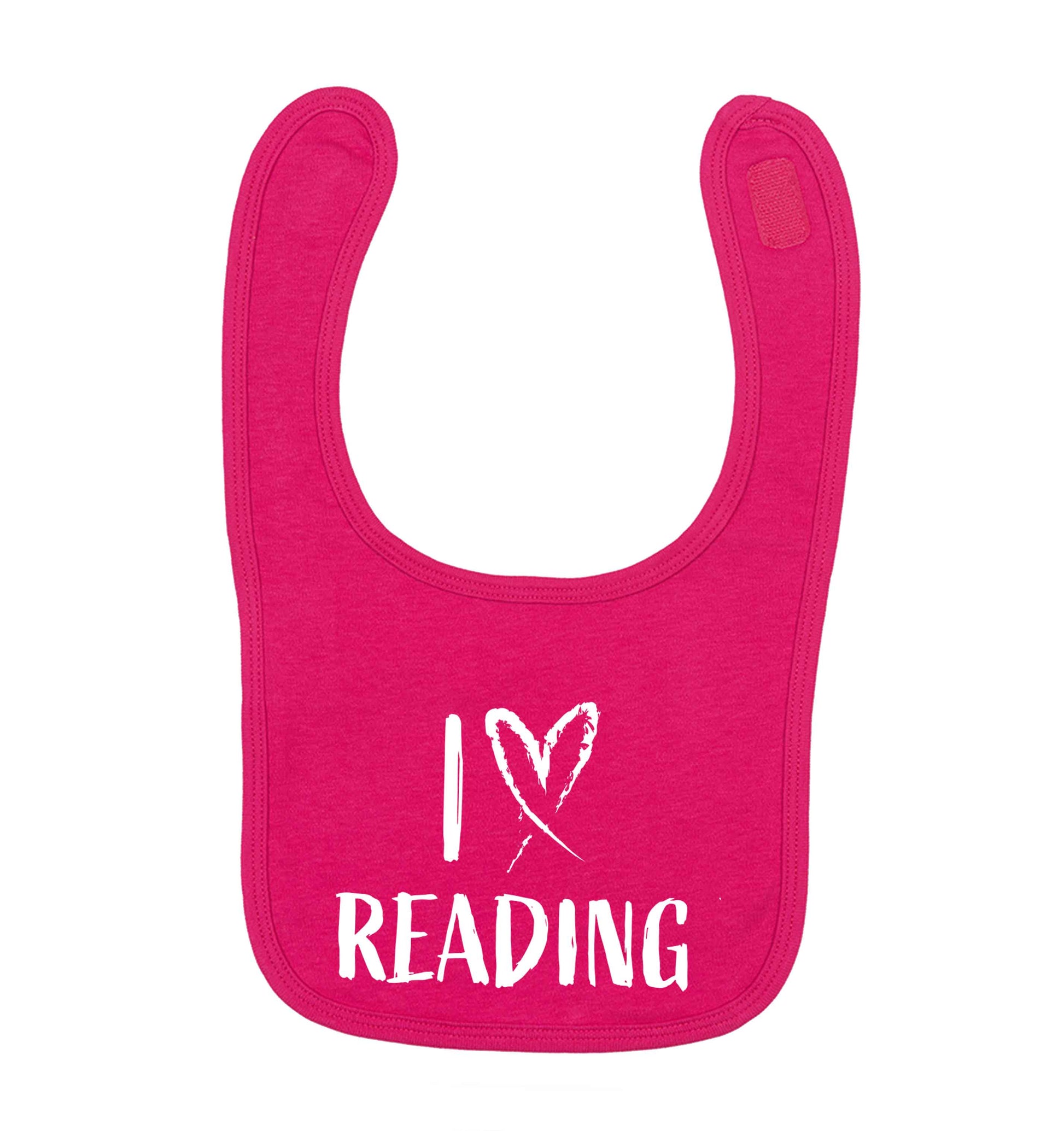 I love Reading dark pink baby bib