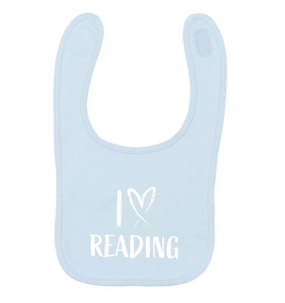 I love Reading pale blue baby bib