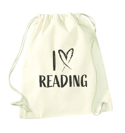 I love Reading natural drawstring bag