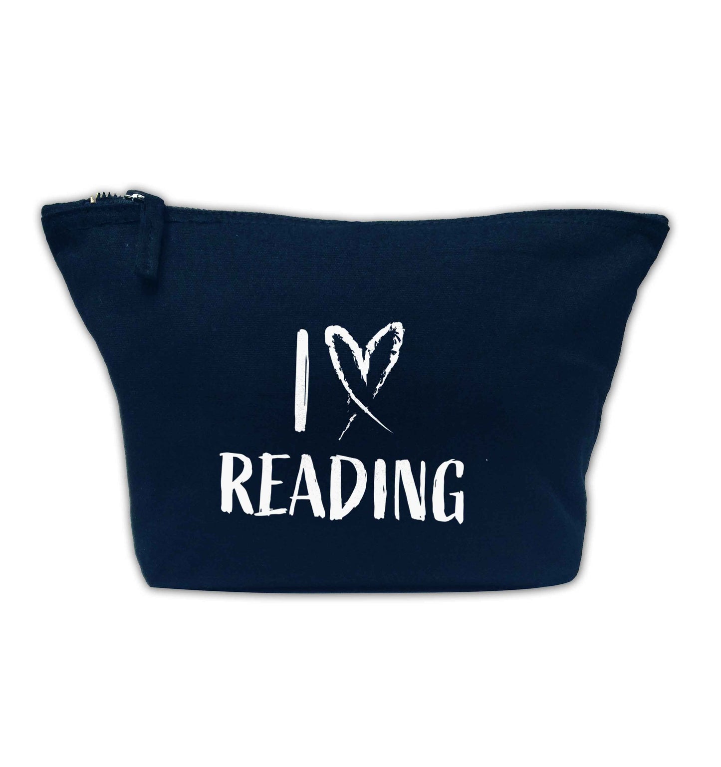 I love Reading navy makeup bag