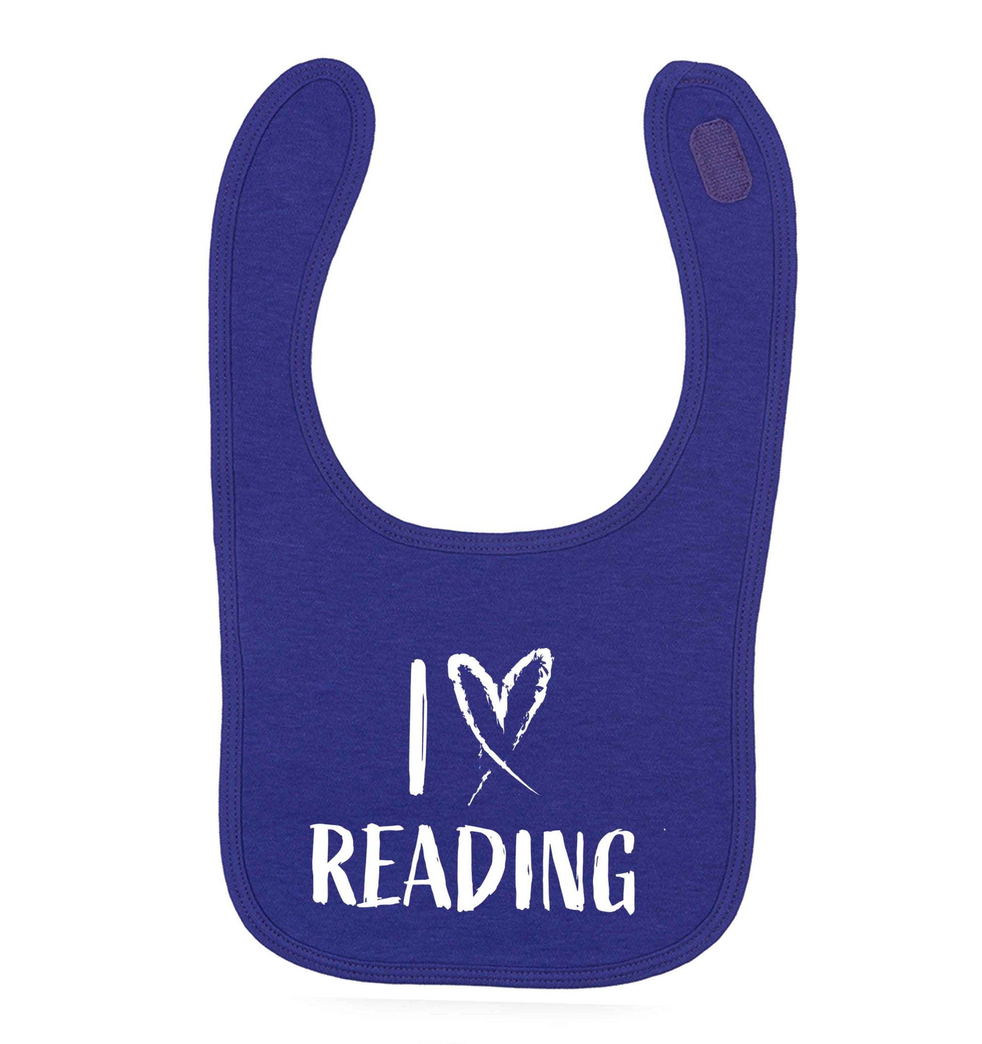I love Reading purple baby bib