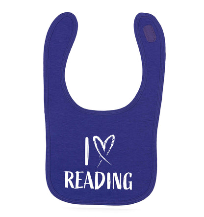 I love Reading purple baby bib