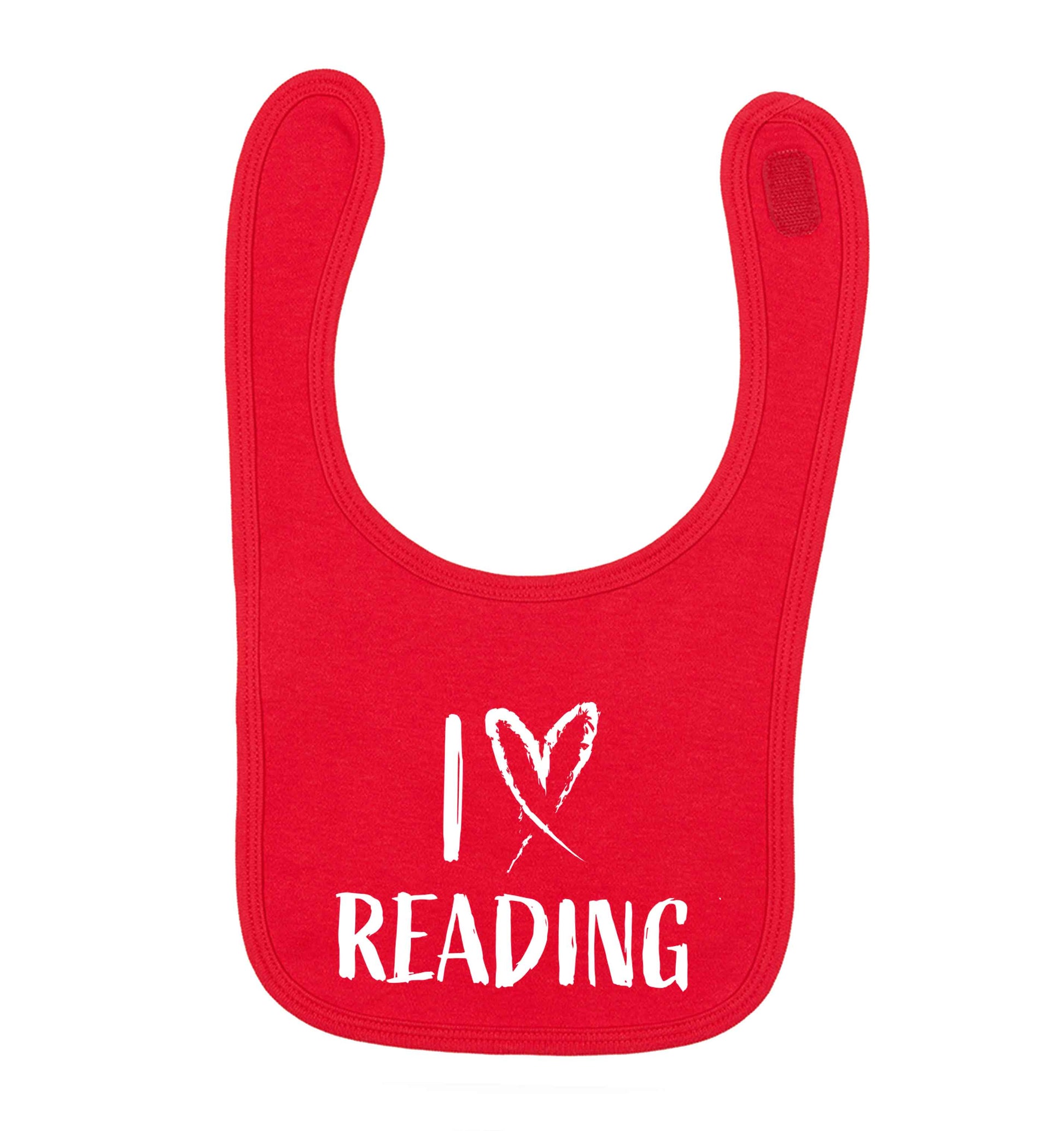 I love Reading red baby bib