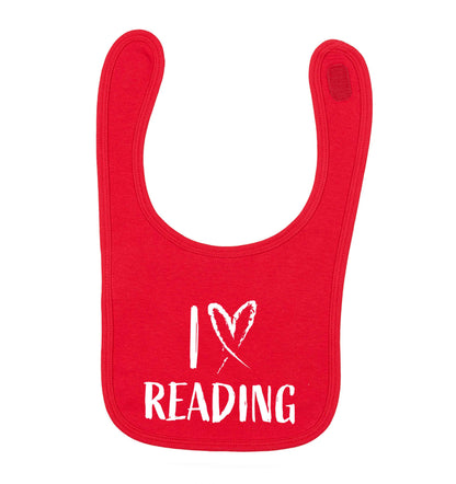 I love Reading red baby bib