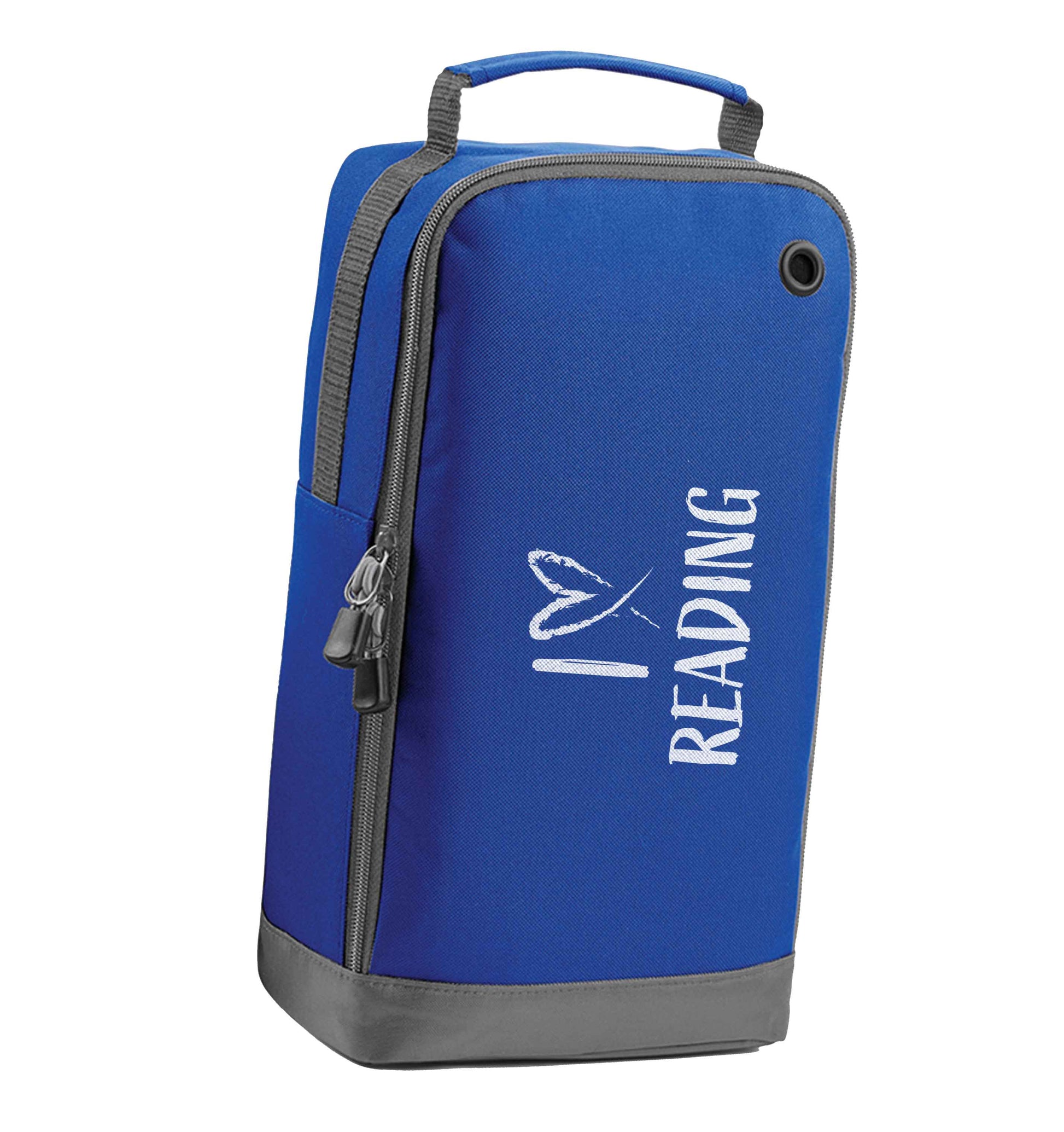 I love Reading blue sports shoe bag horizontal print