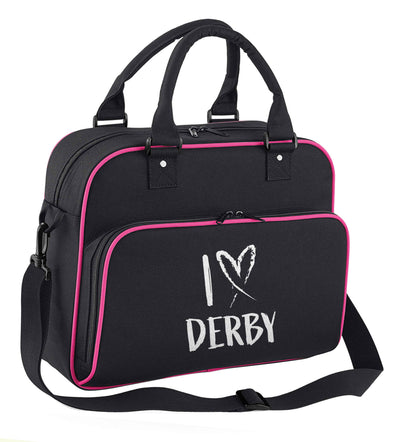 I love Derby children's dance bag black with pink detail