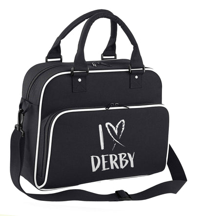 I love Derby children's dance bag black with white detail