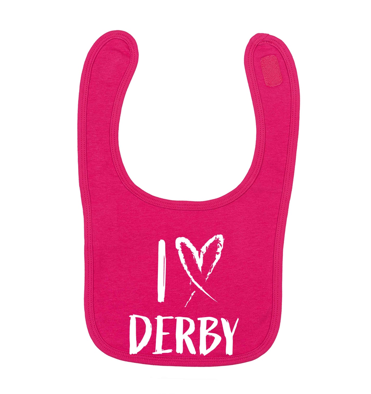 I love Derby dark pink baby bib