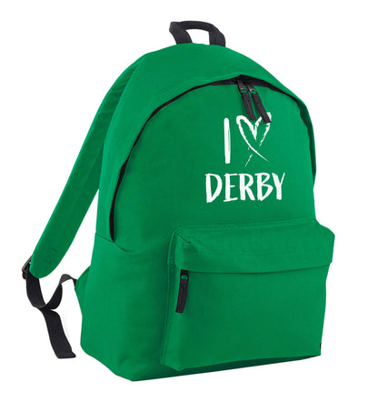 I love Derby green adults backpack