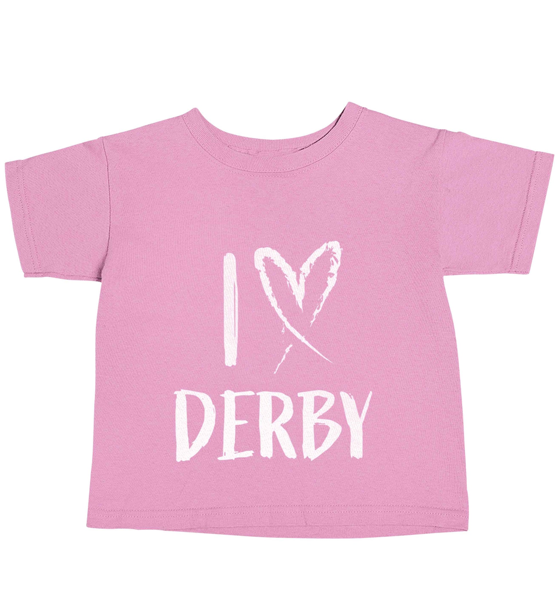 I love Derby light pink baby toddler Tshirt 2 Years