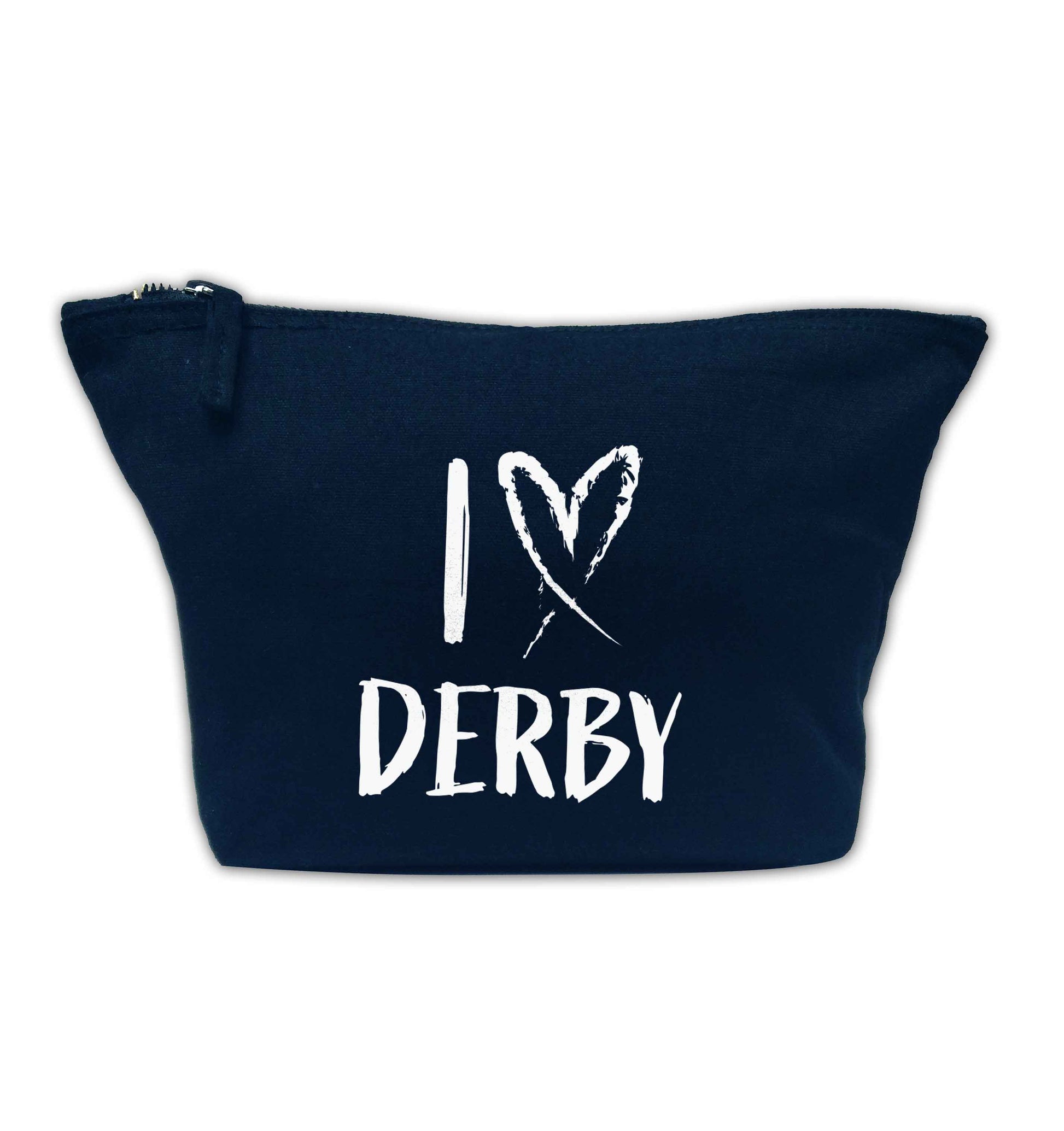 I love Derby navy makeup bag