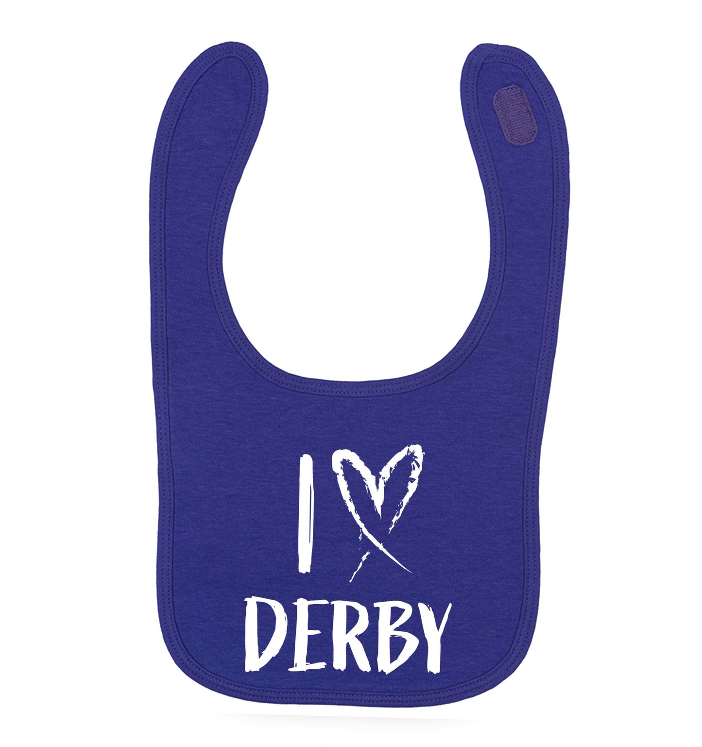 I love Derby purple baby bib