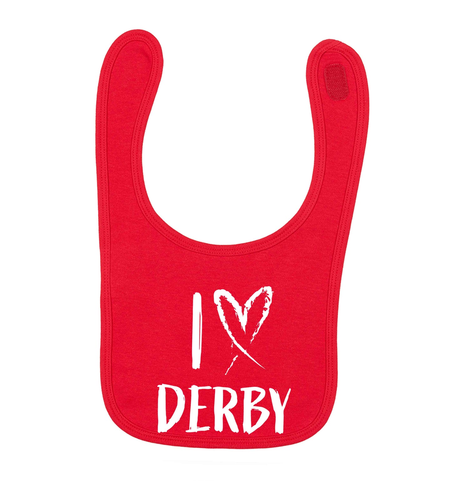 I love Derby red baby bib