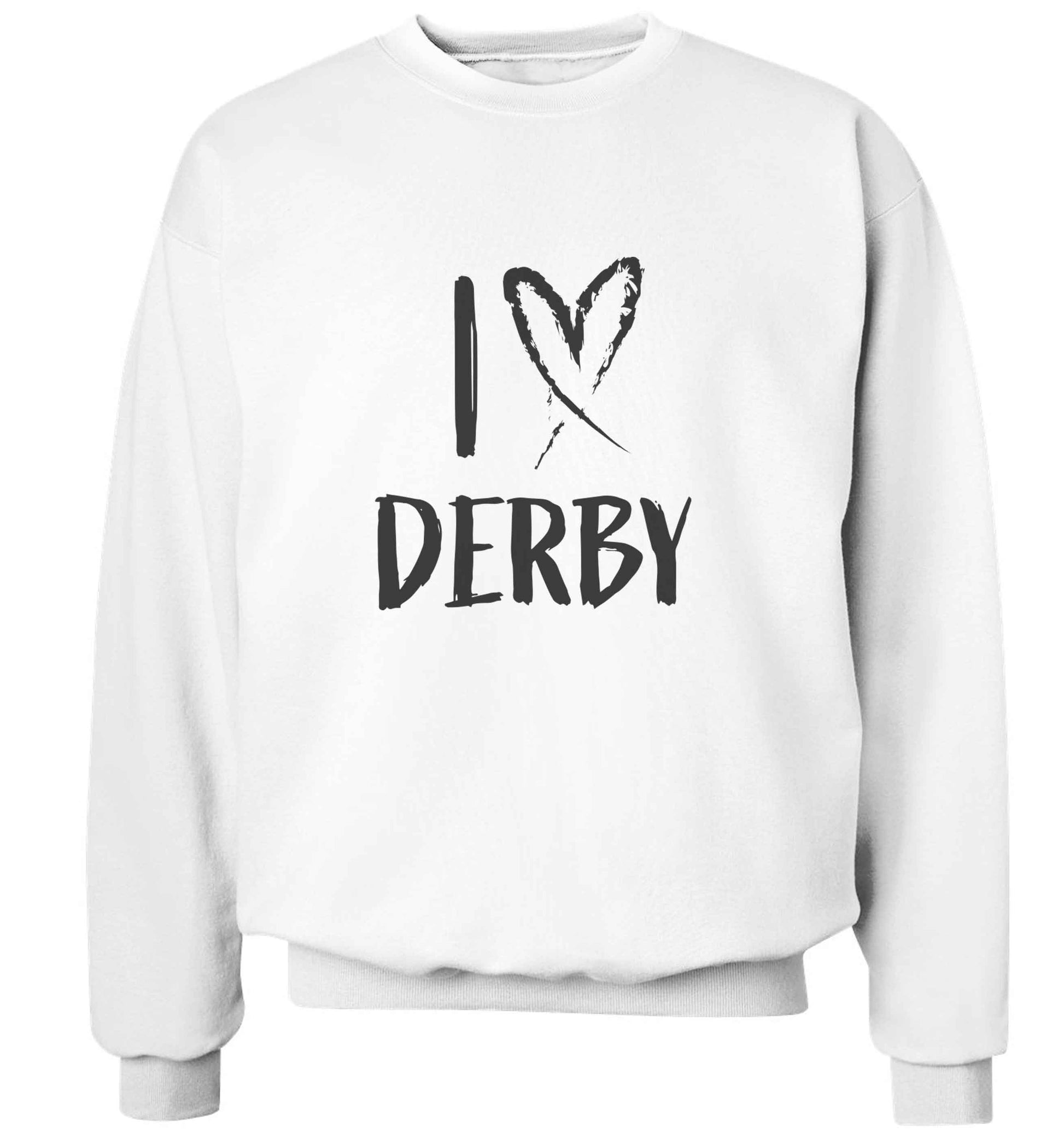 I love Derby adult's unisex white sweater 2XL