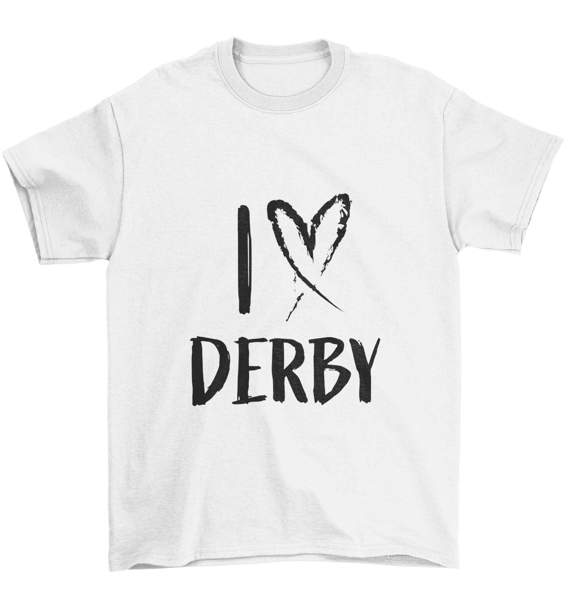 I love Derby Children's white Tshirt 12-13 Years