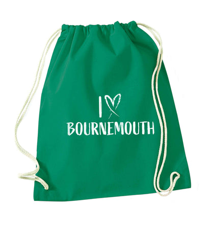 I love Bournemouth green drawstring bag