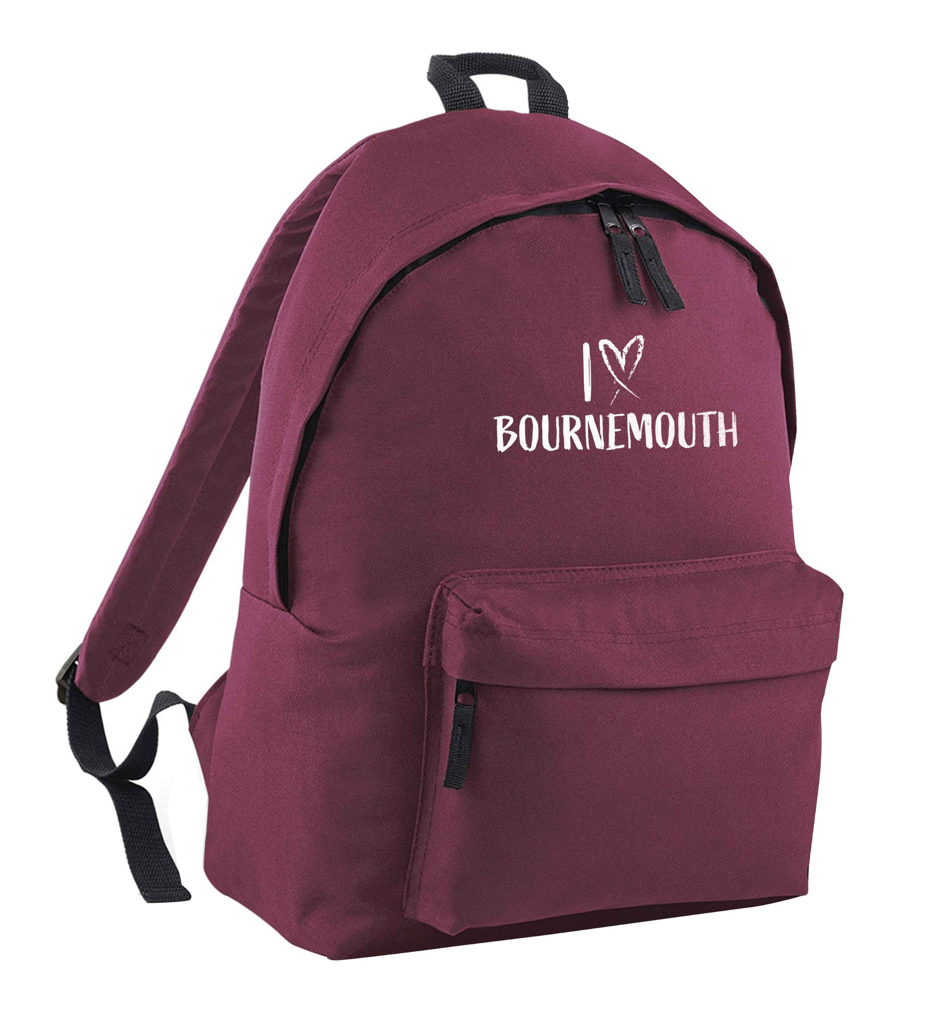 I love Bournemouth maroon adults backpack