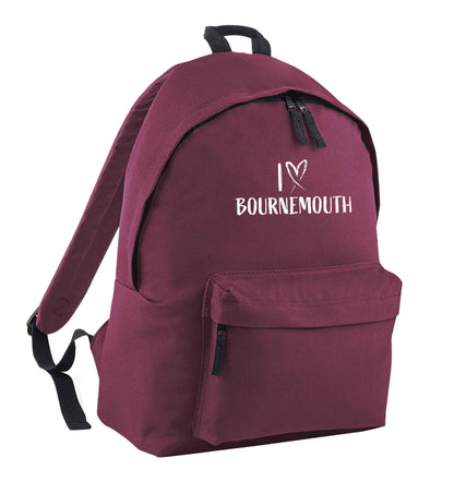 I love Bournemouth maroon adults backpack