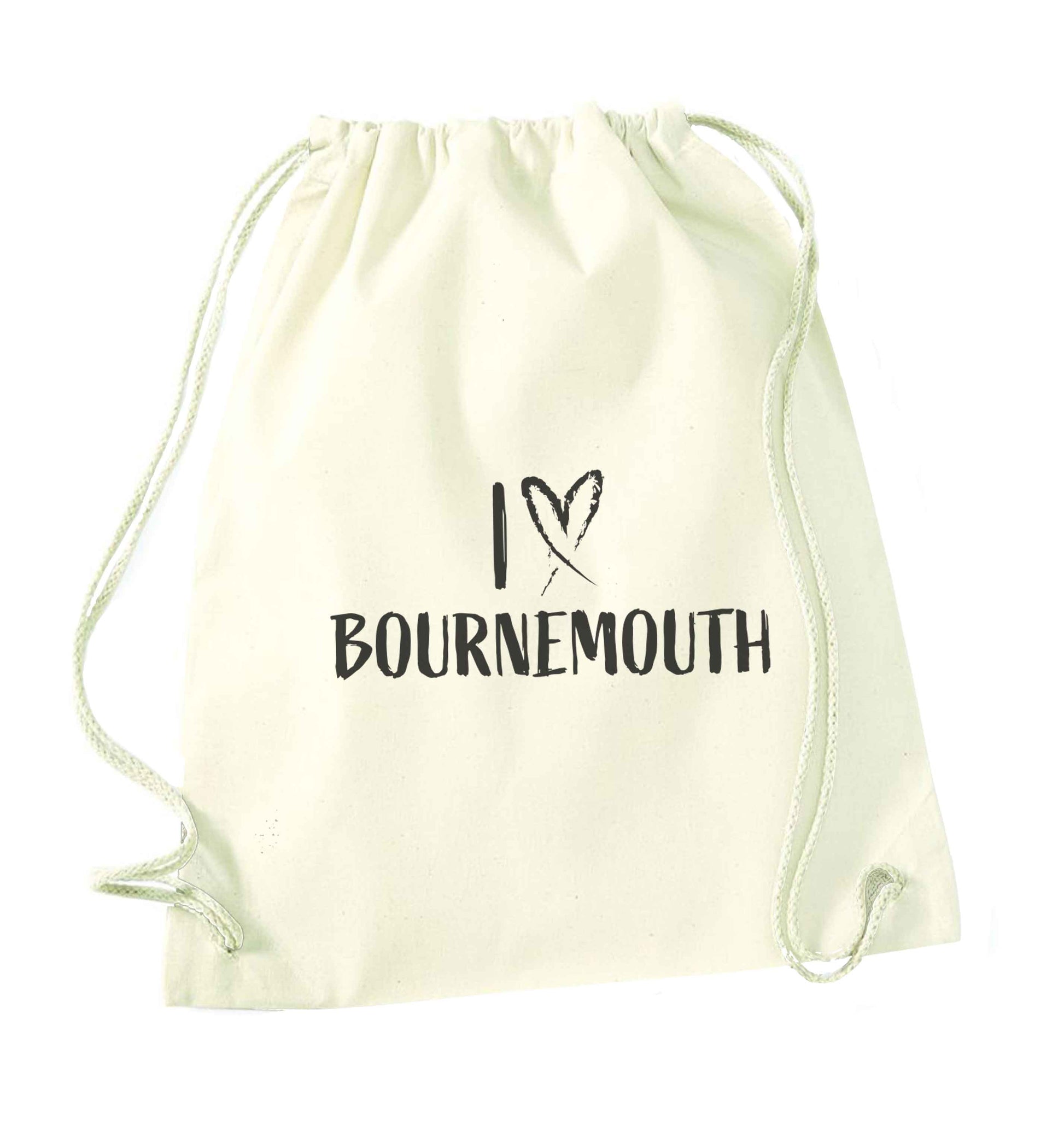 I love Bournemouth natural drawstring bag