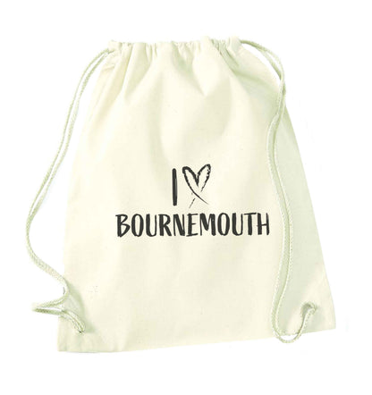 I love Bournemouth natural drawstring bag