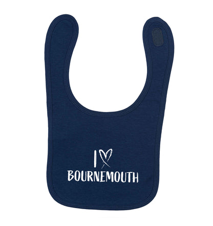 I love Bournemouth navy baby bib