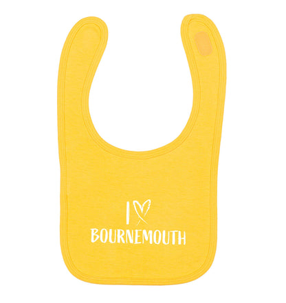 I love Bournemouth yellow baby bib