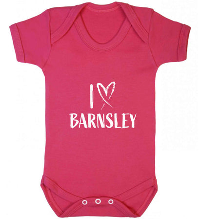 I love Barnsley baby vest dark pink 18-24 months