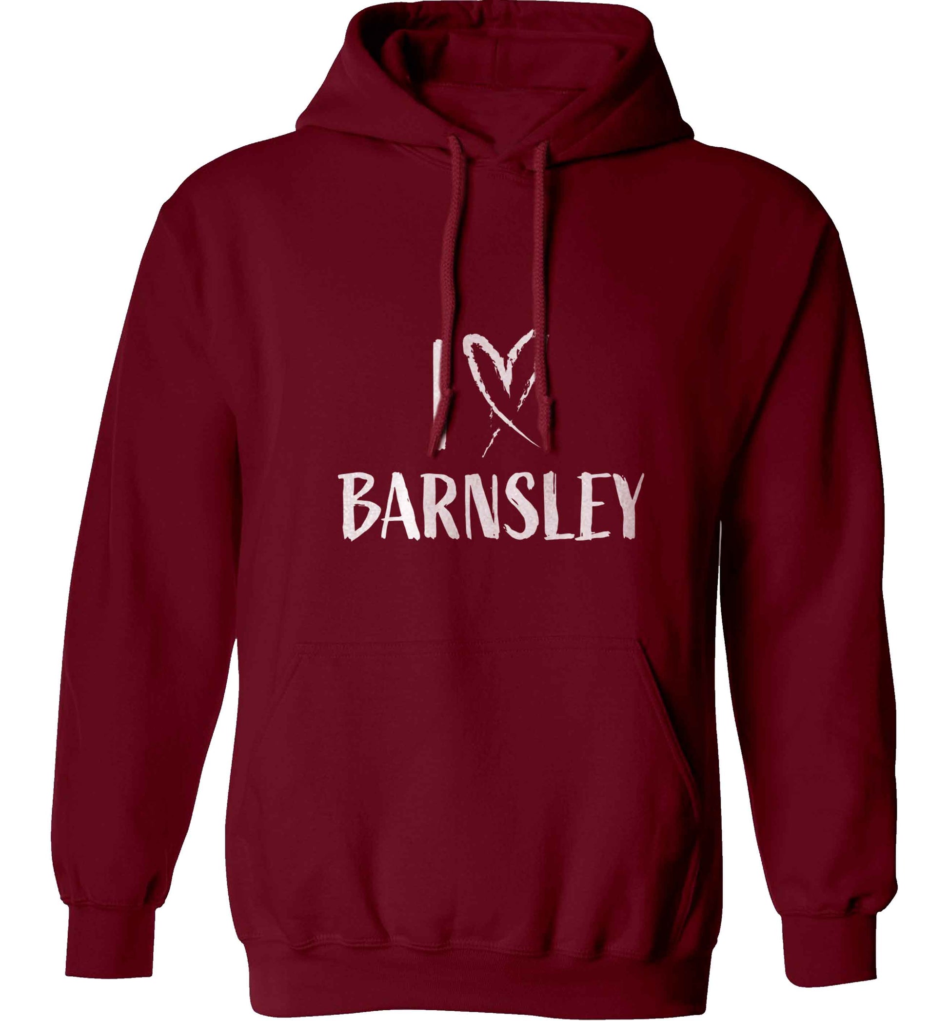 I love Barnsley adults unisex maroon hoodie 2XL