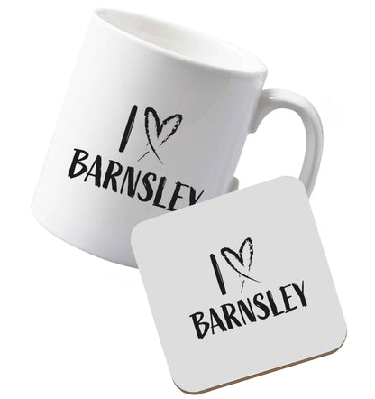 10 oz Ceramic mug and coaster I love Barnsley both sides