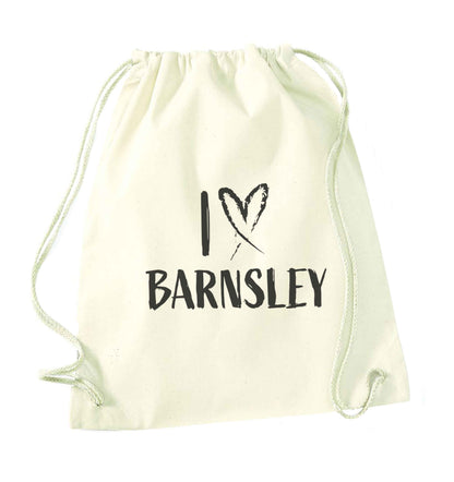 I love Barnsley natural drawstring bag