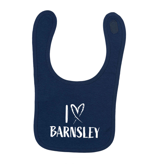 I love Barnsley navy baby bib