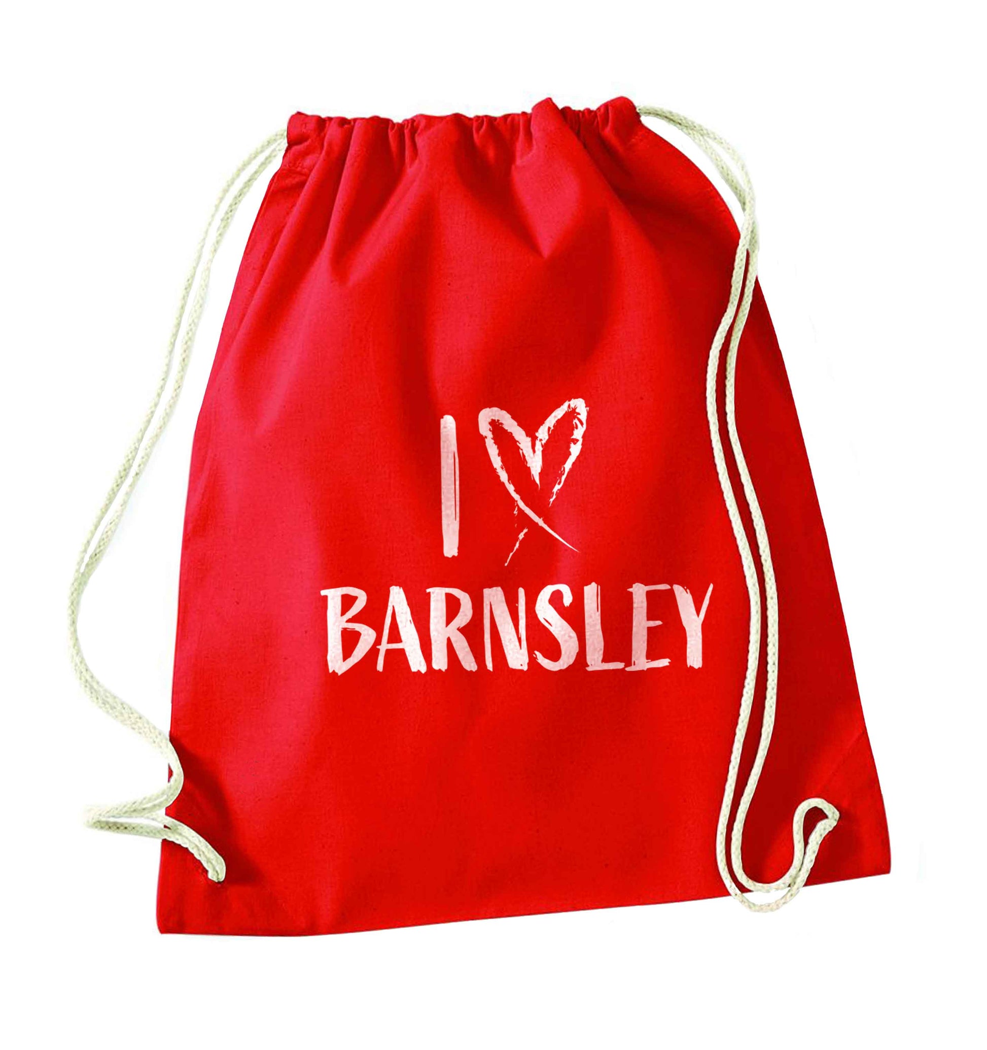 I love Barnsley red drawstring bag 