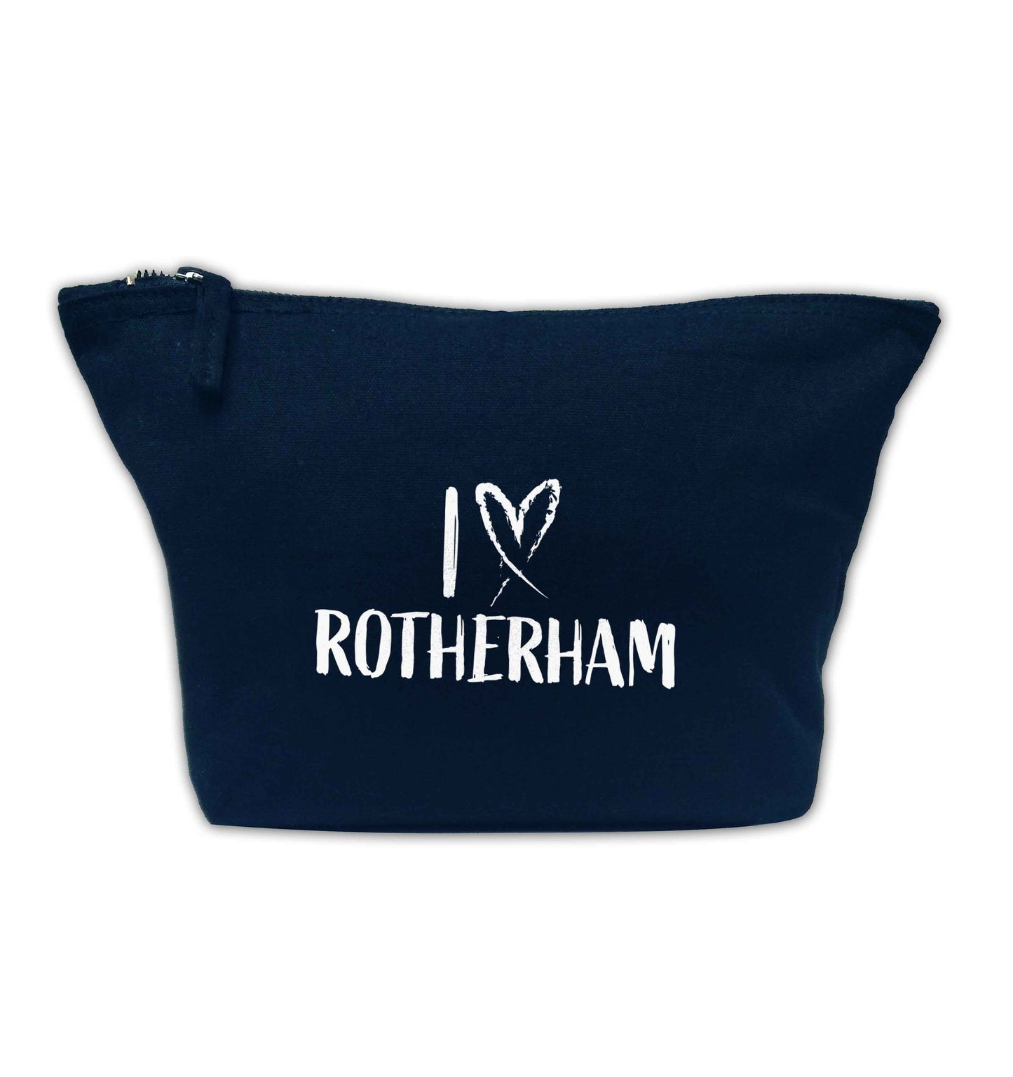 I love Rotherham navy makeup bag