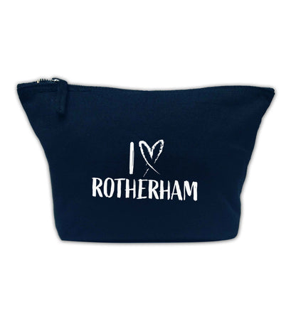 I love Rotherham navy makeup bag