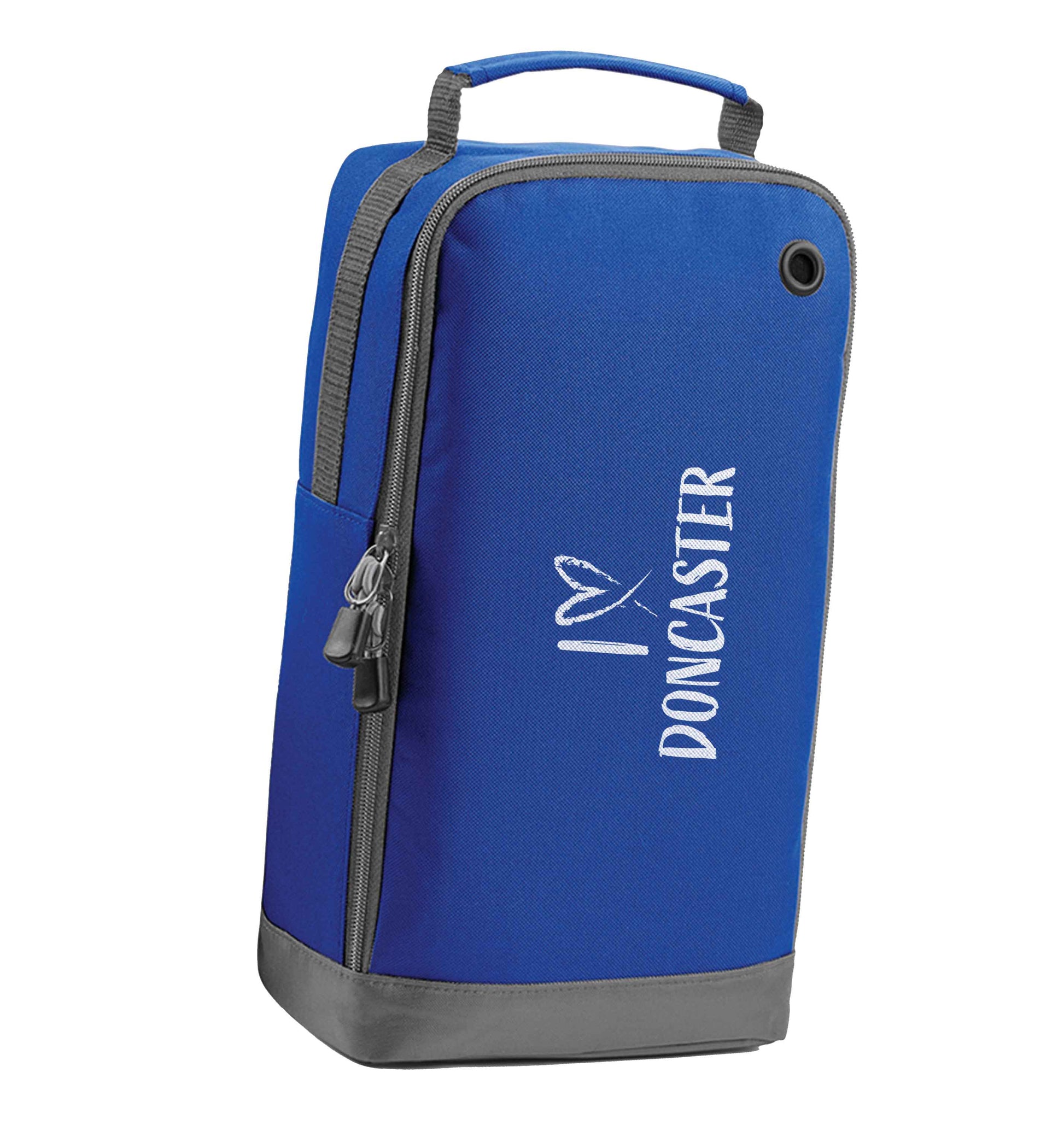 I love Doncaster blue sports shoe bag horizontal print