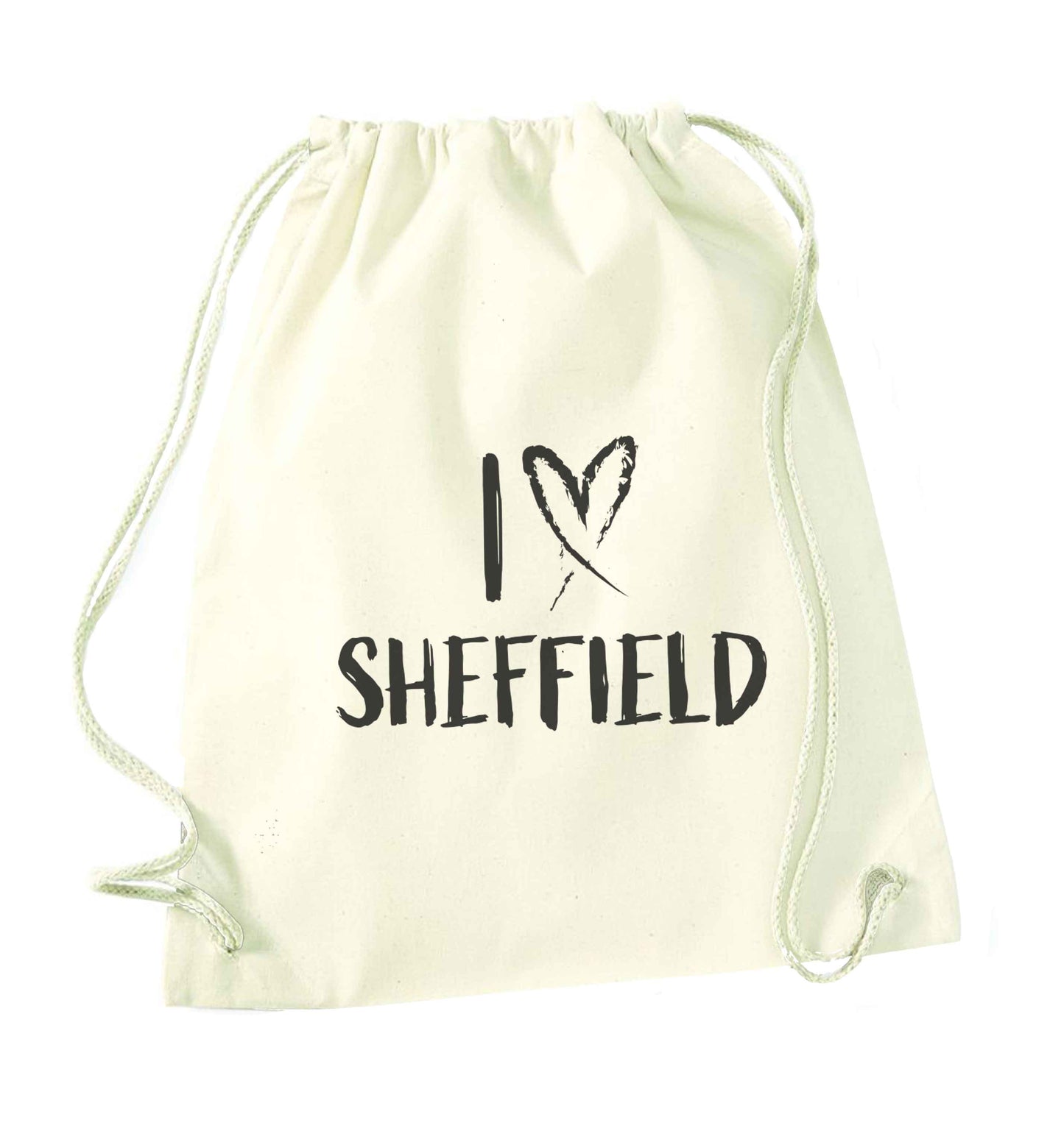 I love Sheffield natural drawstring bag