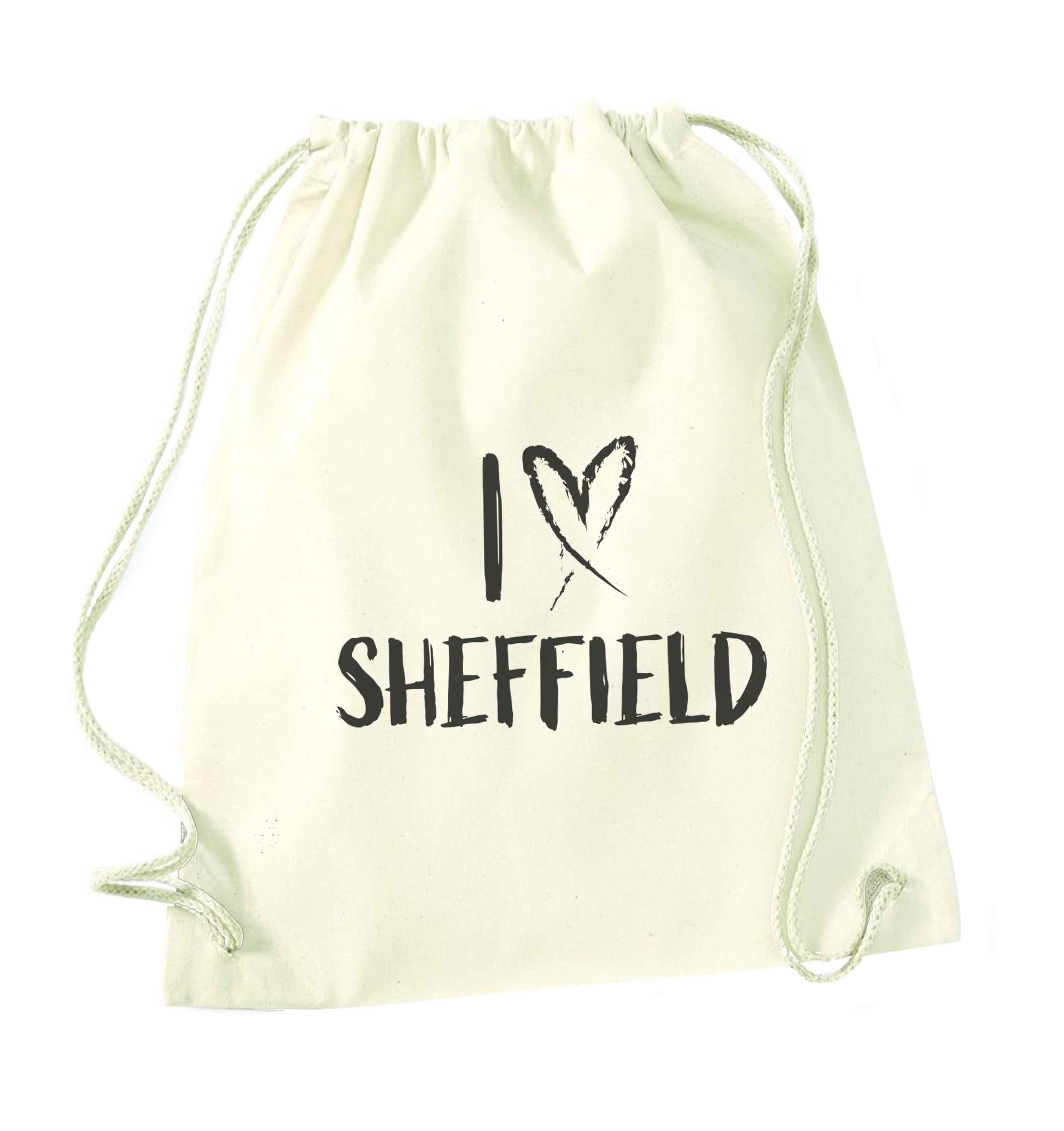 I love Sheffield natural drawstring bag