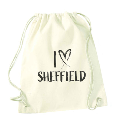 I love Sheffield natural drawstring bag