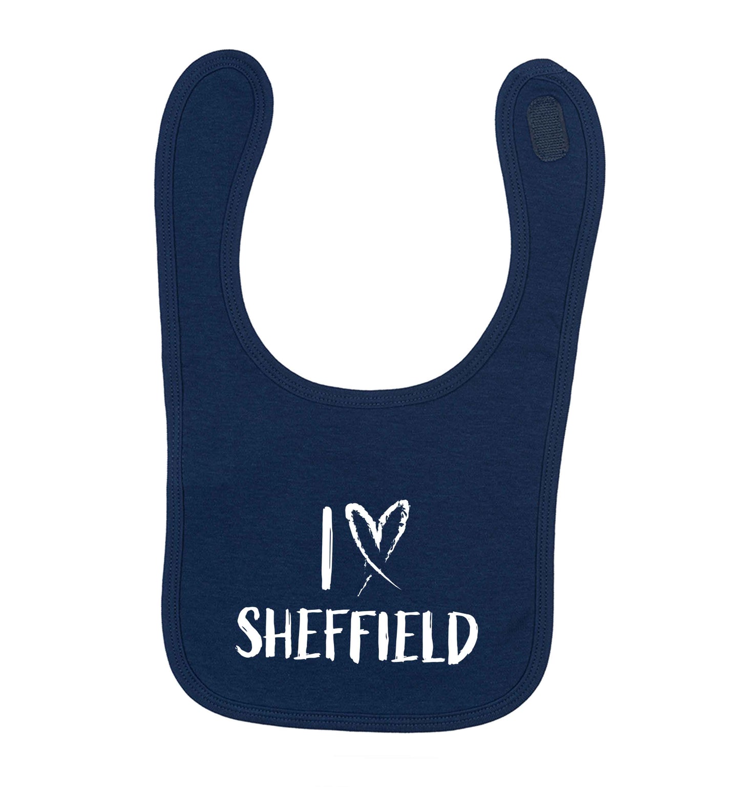 I love Sheffield navy baby bib