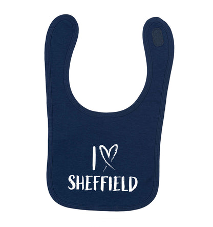 I love Sheffield navy baby bib