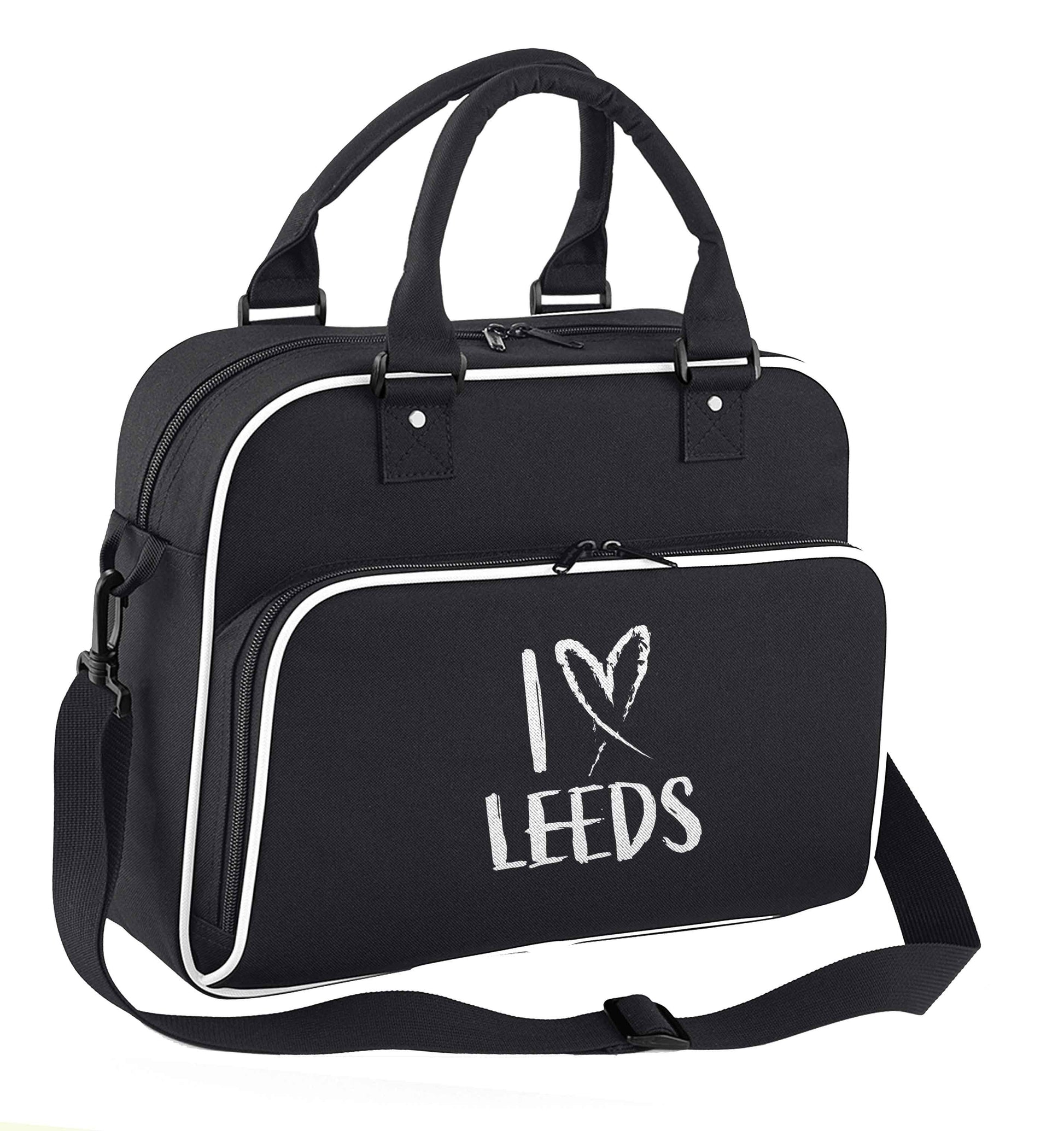 I love Leeds children's dance bag black with white detail
