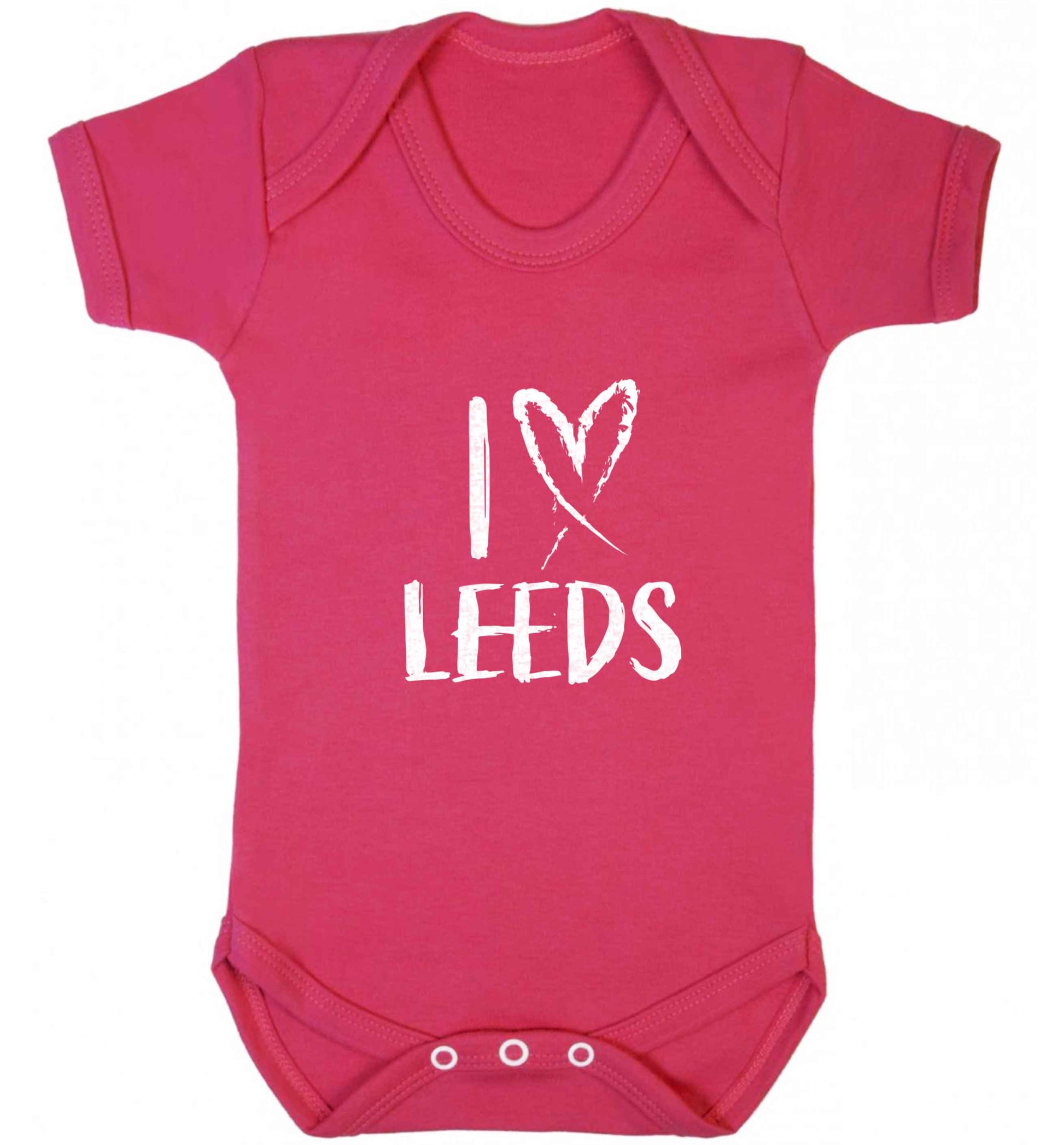 I love Leeds baby vest dark pink 18-24 months