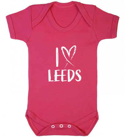I love Leeds baby vest dark pink 18-24 months