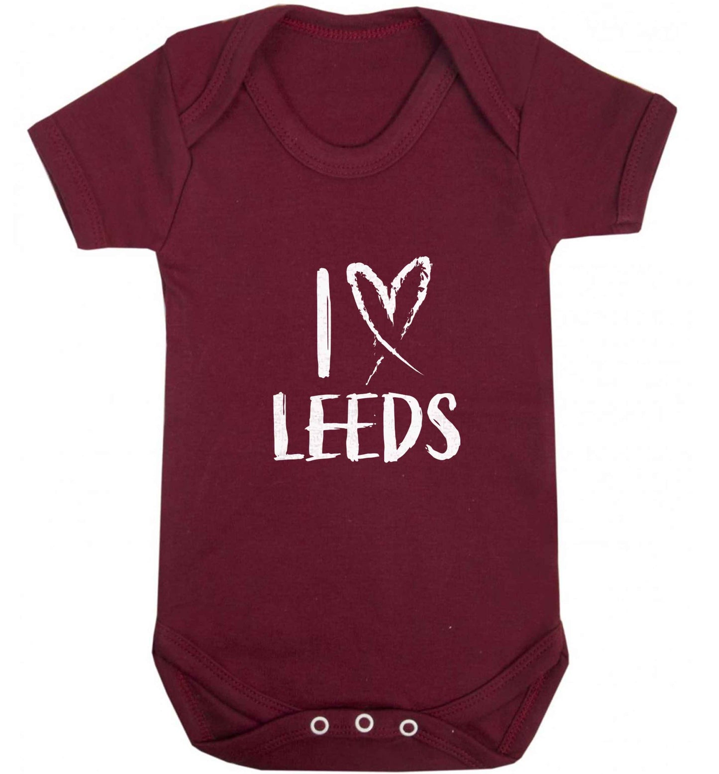 I love Leeds baby vest maroon 18-24 months